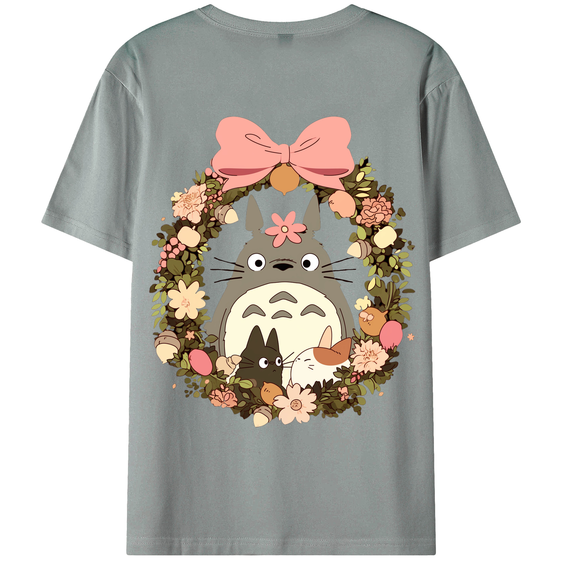 （画像用） となりのトトロ 草壁メイ 草壁サツキ My Neighbor Totoro Satsuki Kusakabe Mei Kusakabe 綿100％ メンズ半袖Tシャツ（バックプリント） 通気性
